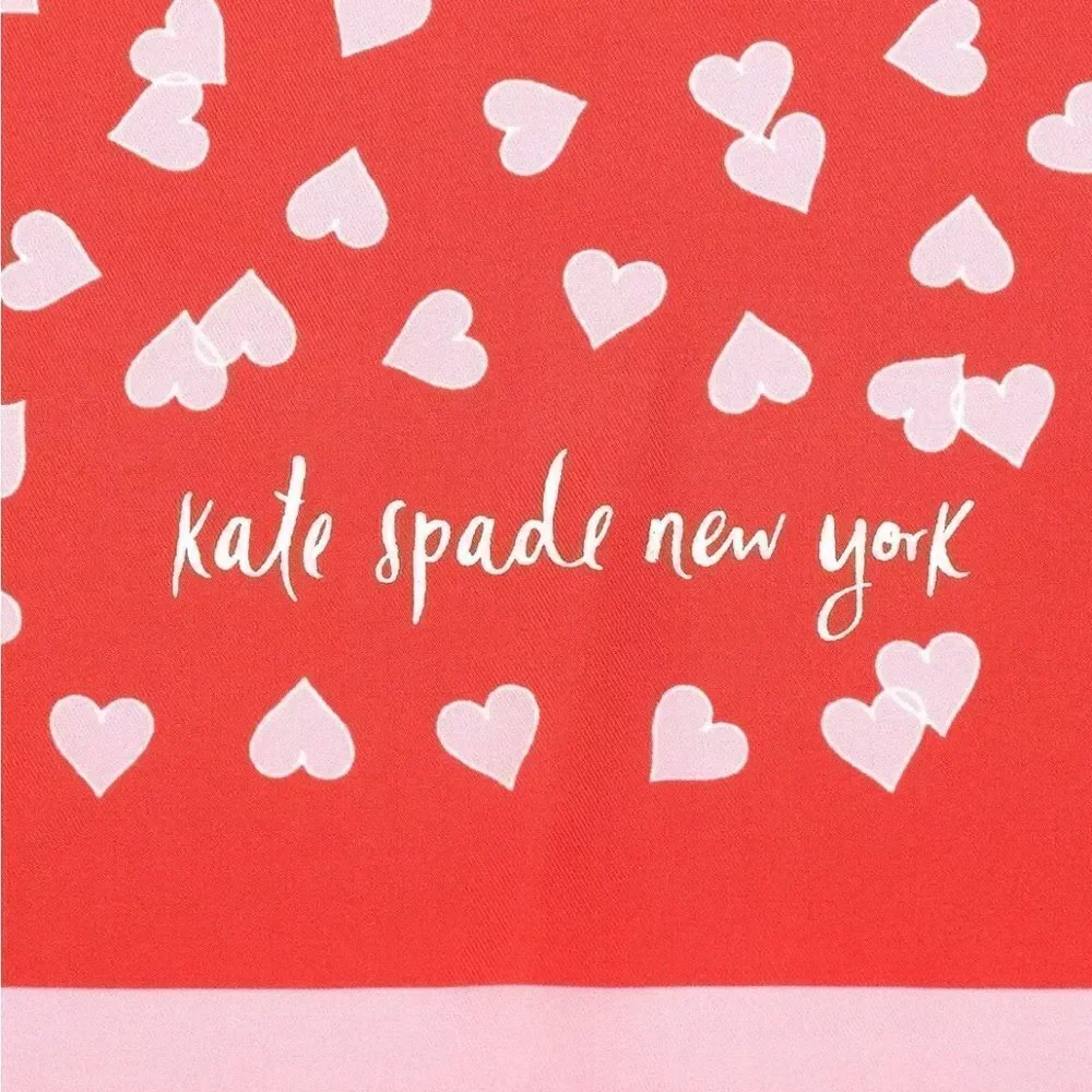 KATE SPADE ♠️ Fluttering Red Heart Links Silk Bandana NWT